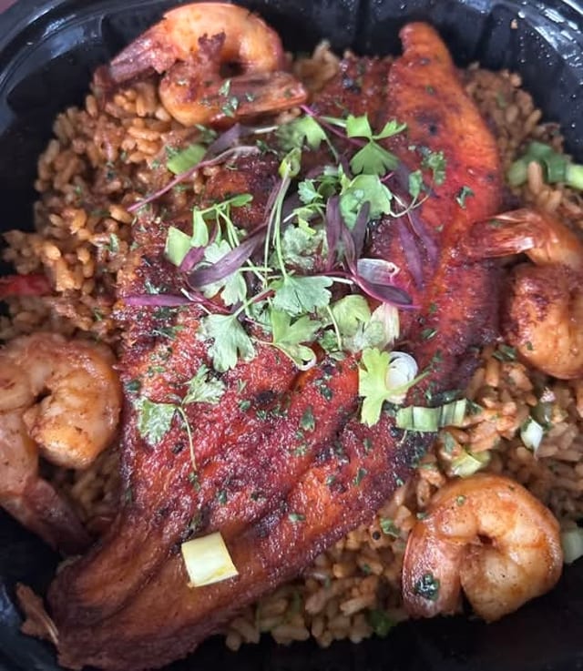 Blackened Catfish W Shrimp.